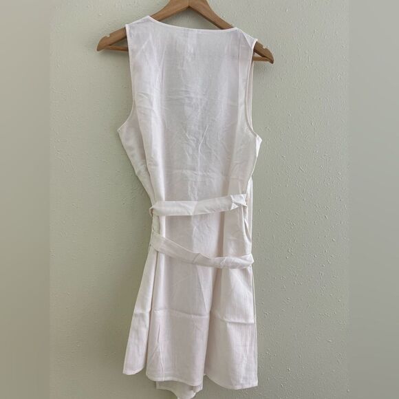 New Andie Swim The Cacela Wrap Dress Linen Blend in Coconut Size L - Picture 5 of 9
